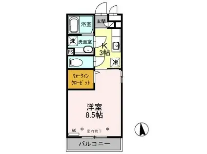 グラツィエ(1K/2階)の間取り写真