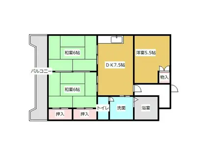 くさみ一木ビル(3DK/6階)の間取り写真