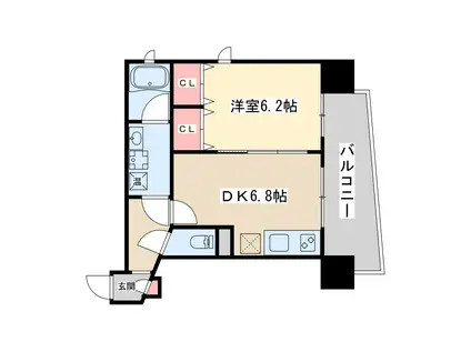 サンレムート江坂セカンド(1DK/9階)の間取り写真