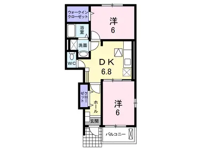 ベル・アルカンシェル(2DK/1階)の間取り写真