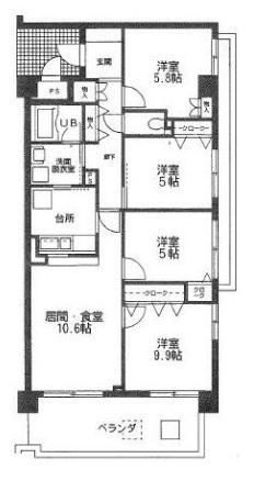 サザントゥリーⅡ(4LDK/5階)の間取り写真