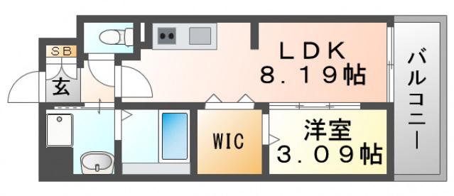 WORVE吹田江坂(1LDK/7階)の間取り写真