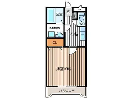 フローラ長者(1K/4階)の間取り写真