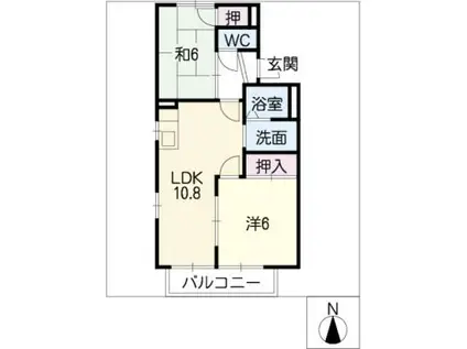 メゾン冨士B(2LDK/2階)の間取り写真