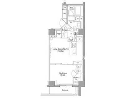 N ザ・パークハビオ目黒フォート(1LDK/2階)の間取り写真