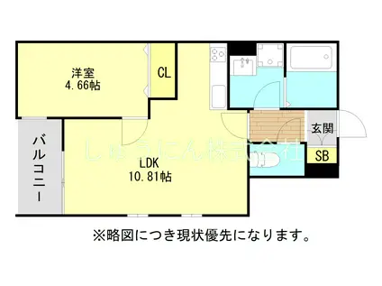 メゾンクラッセ大池通(1LDK/2階)の間取り写真