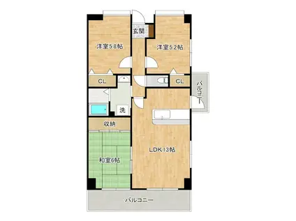 ヴィラ森田(3LDK/3階)の間取り写真