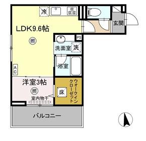 D-ROOM西町(1LDK/1階)の間取り写真
