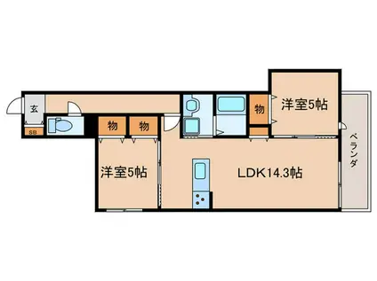 尼崎市南塚口町5丁目ヘーベル(2LDK/2階)の間取り写真