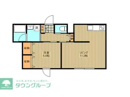 グリーンウッド(1LDK/3階)の間取り写真