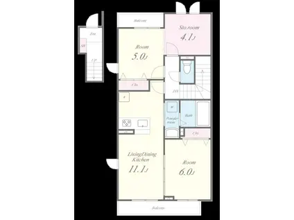 シャルマン青葉B棟(2LDK/2階)の間取り写真