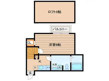 LUNA HOUSE II(1K/2階)の間取り写真