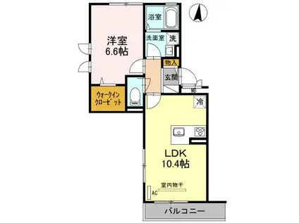 レフィナードKHY I棟(1LDK/2階)の間取り写真