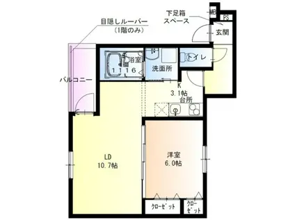 フジパレス遠里小野ウエスト(1LDK/1階)の間取り写真