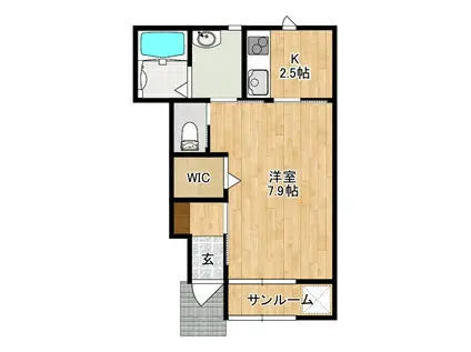 山隈AP(1K/1階)の間取り写真