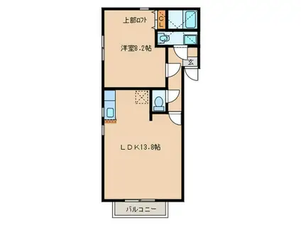 ルーテシアII(1LDK/2階)の間取り写真