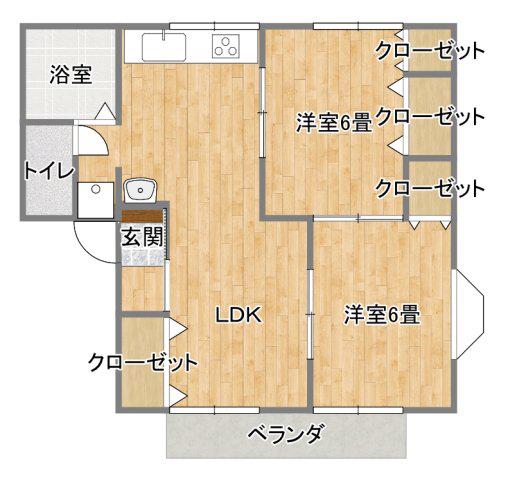クレストハウス(2LDK/1階)の間取り写真