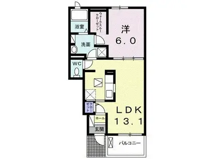 フランボアーズ篠山 II(1LDK/1階)の間取り写真