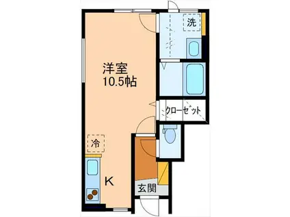 グランツ(ワンルーム/1階)の間取り写真