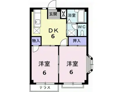 エルディム天王(2DK/1階)の間取り写真