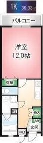 ディージービル小牧中央(1K/4階)の間取り写真