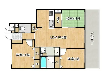 アルファステイツ海田(3LDK/2階)の間取り写真