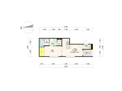 ハーモニーテラス小路東V(1DK/2階)の間取り写真