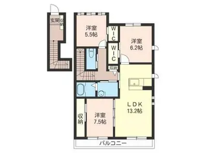 アリスティオB(3LDK/2階)の間取り写真