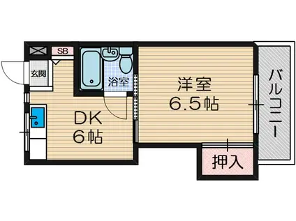 茨木フラワーハイツ(1DK/3階)の間取り写真
