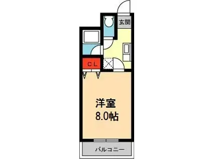 マサーレ川西(1K/3階)の間取り写真