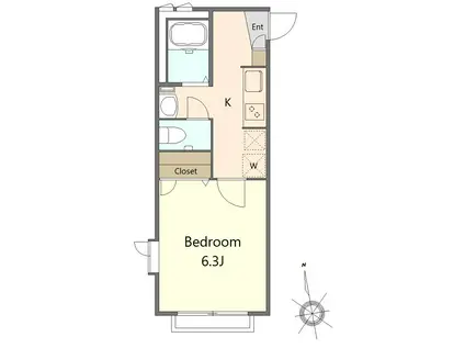 ハーベスト大森北(1K/1階)の間取り写真