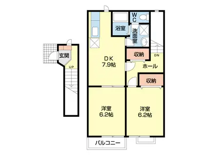 カーサシオタ B(2DK/2階)の間取り写真