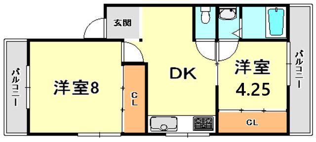 津崎マンション(2DK/2階)の間取り写真