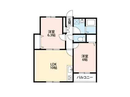 フォレストけやき(2LDK/3階)の間取り写真
