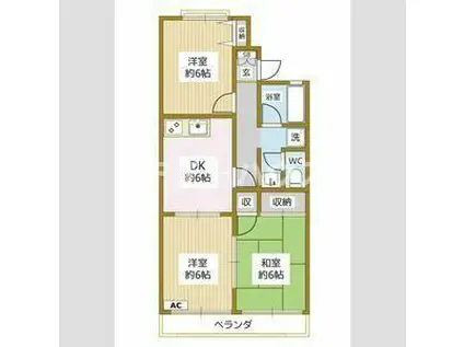 サニーホームズB棟(3DK/1階)の間取り写真