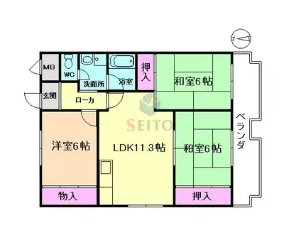 グランティ赤阪(3LDK/2階)の間取り写真