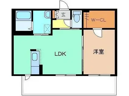 ロコ・カネッサ C棟(1LDK/1階)の間取り写真
