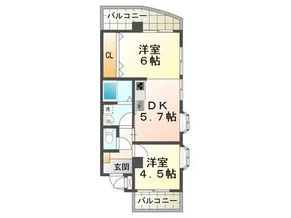 エムズコートII(2DK/5階)の間取り写真