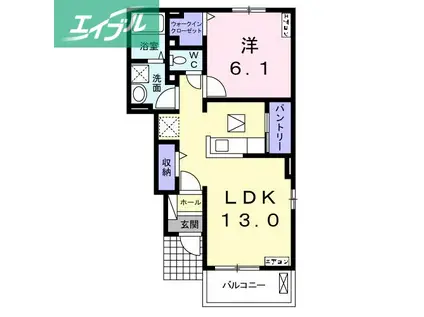 カーサ フェニーチェII(1LDK/1階)の間取り写真
