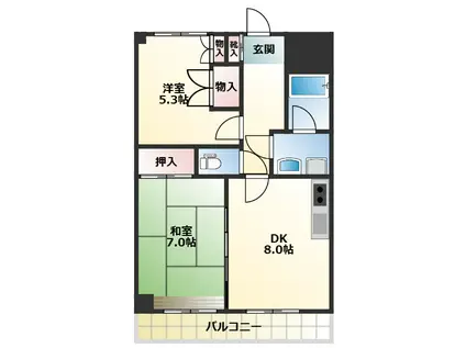 リリーハイム(2DK/2階)の間取り写真