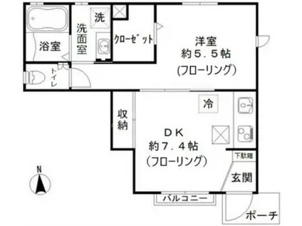 LUCE I(1DK/1階)の間取り写真