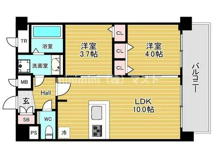 アドバンス大阪クラージュ(2LDK/10階)の間取り写真