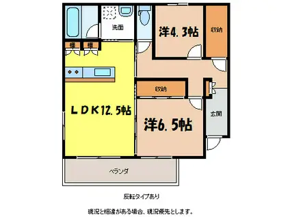 ナトゥーア西春近III(2LDK/2階)の間取り写真
