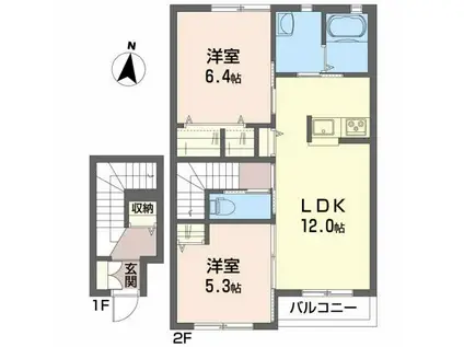 メゾンマスト小名浜(2LDK/2階)の間取り写真