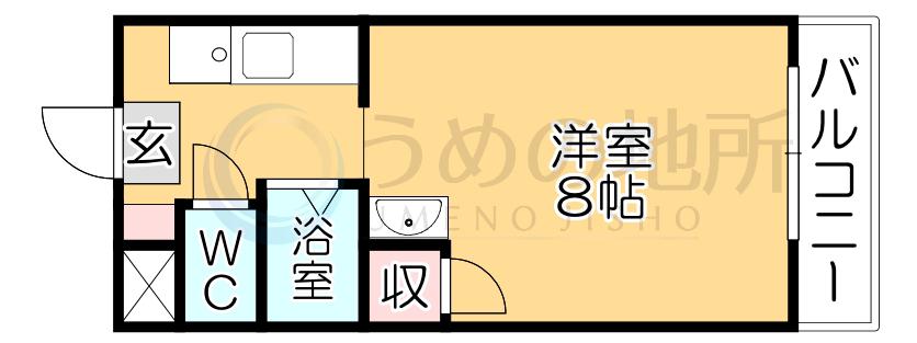 江崎ガーデンビル(ワンルーム/4階)の間取り写真