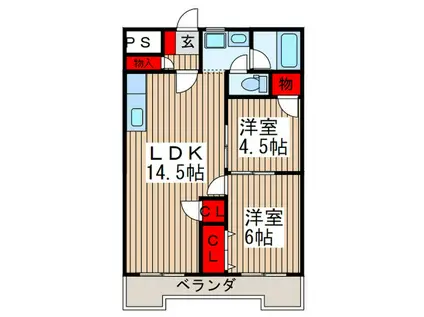 メゾンタナカ(2LDK/3階)の間取り写真