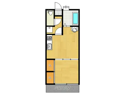 太田ハイツ長町(1DK/3階)の間取り写真