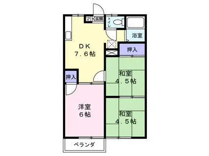 コーポアリエス(3DK/2階)の間取り写真