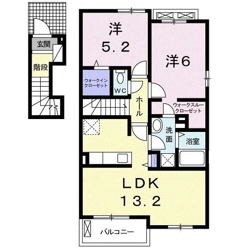 フェリーチェ(2LDK/2階)の間取り写真