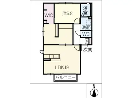 ドミールゆうひがおかC棟(1LDK/2階)の間取り写真